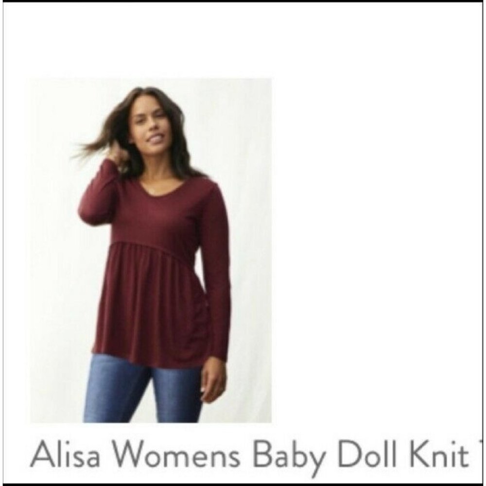 Matilda Jane Womens Blouse Size Large Babydoll Peplum Vneck Maroon NEW